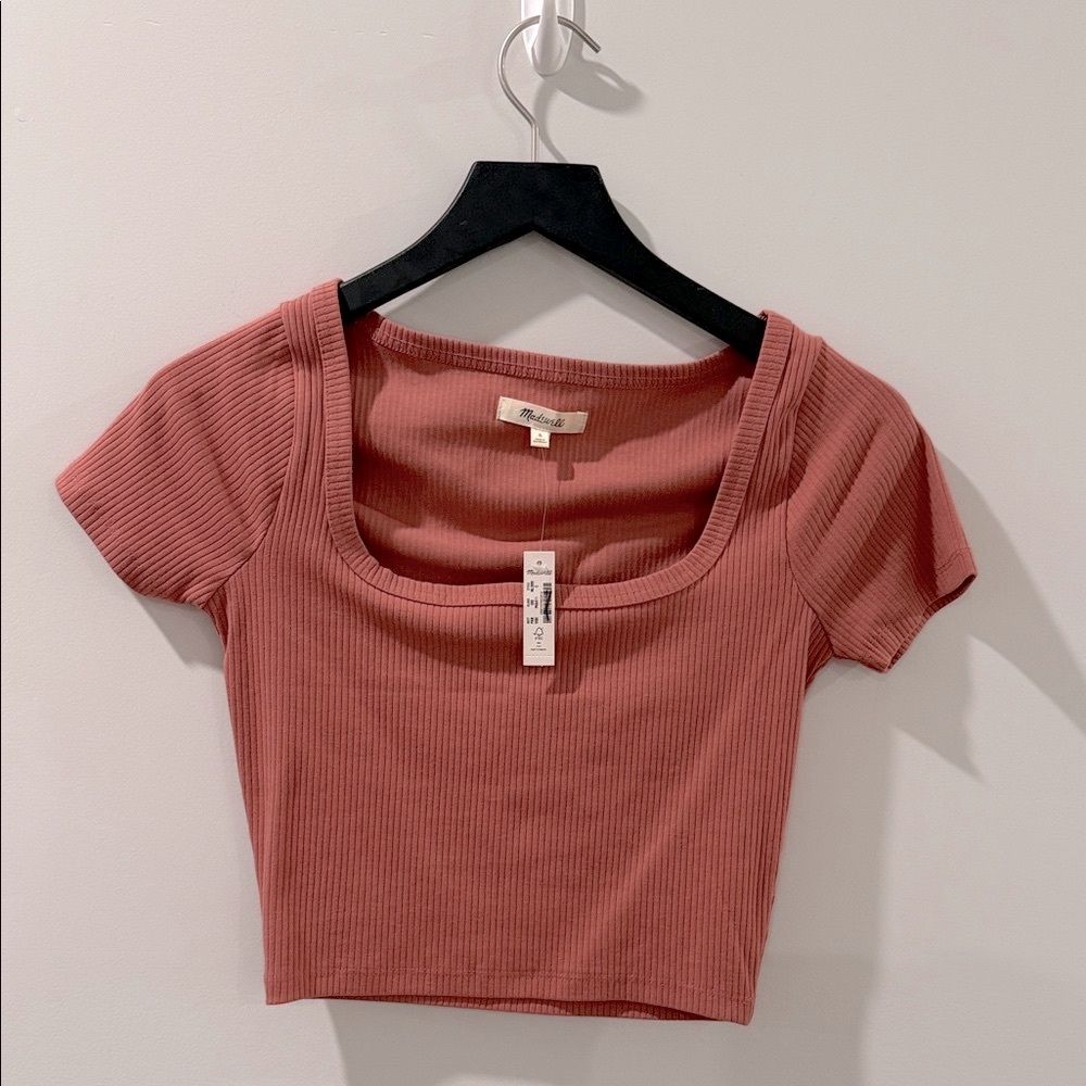 NWT Madewell Ribbed Dusty Rose Crop Top